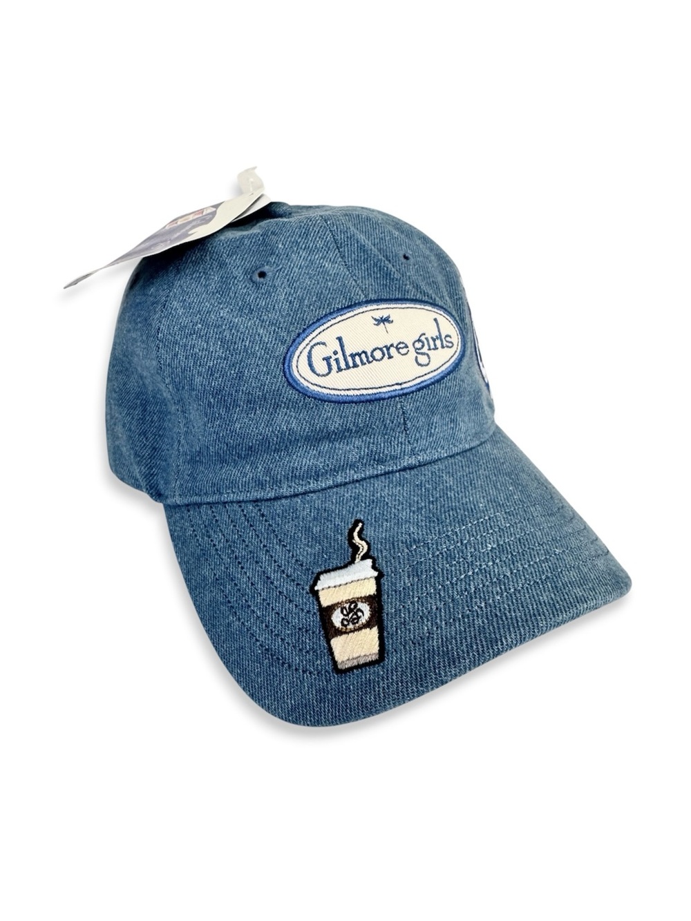 Gilmore Girls Embroidered Patch Hat Ball Cap Denim Dragonfly Coffee Chilton NWT